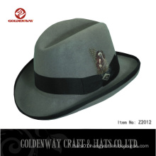 THIS IS AN EXCELLENT GREY 100% WOOL FELT FEDORA HAT